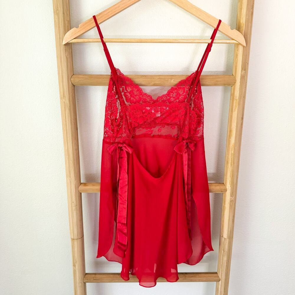 Victoria’s Secret Red Lace Sheer Babydoll Chemise Nightgown Y2K XS - Picture 4 of 8